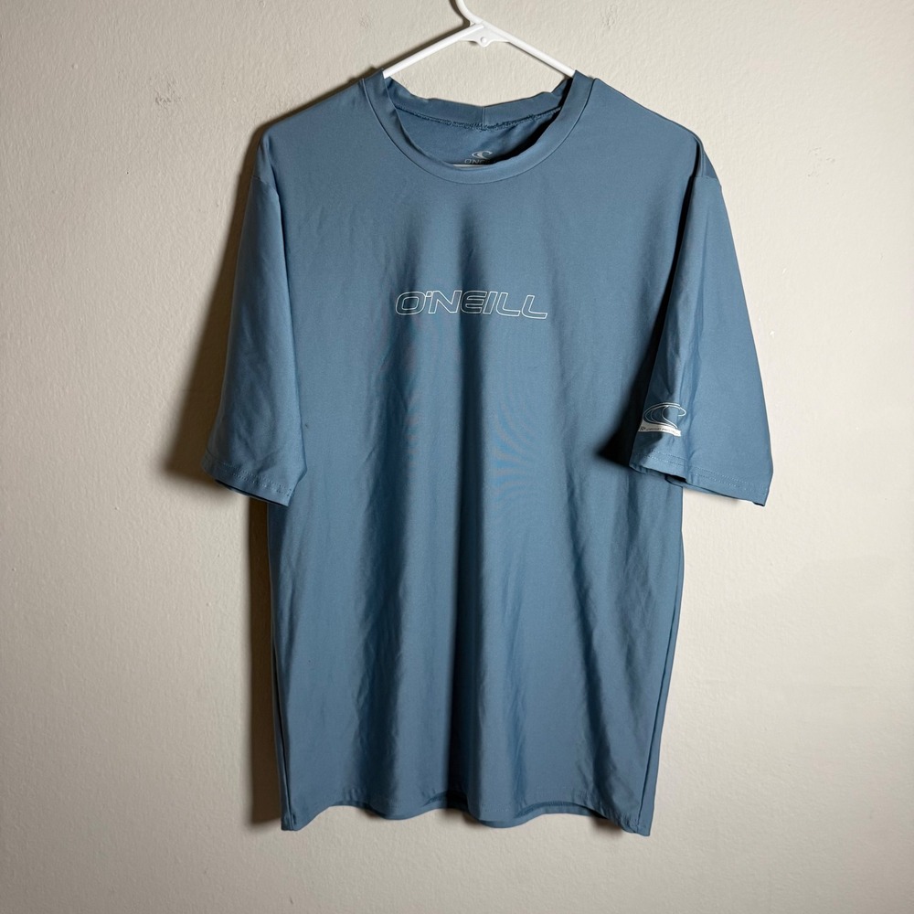 O'Neill Mens Slim Fit Rash Guard Short Sleeve Blue UPF 50+ Swim Shirt Large